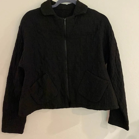 BABETTE SF sz Small zip up cotton blend jacket pockets collar black - Picture 1 of 6